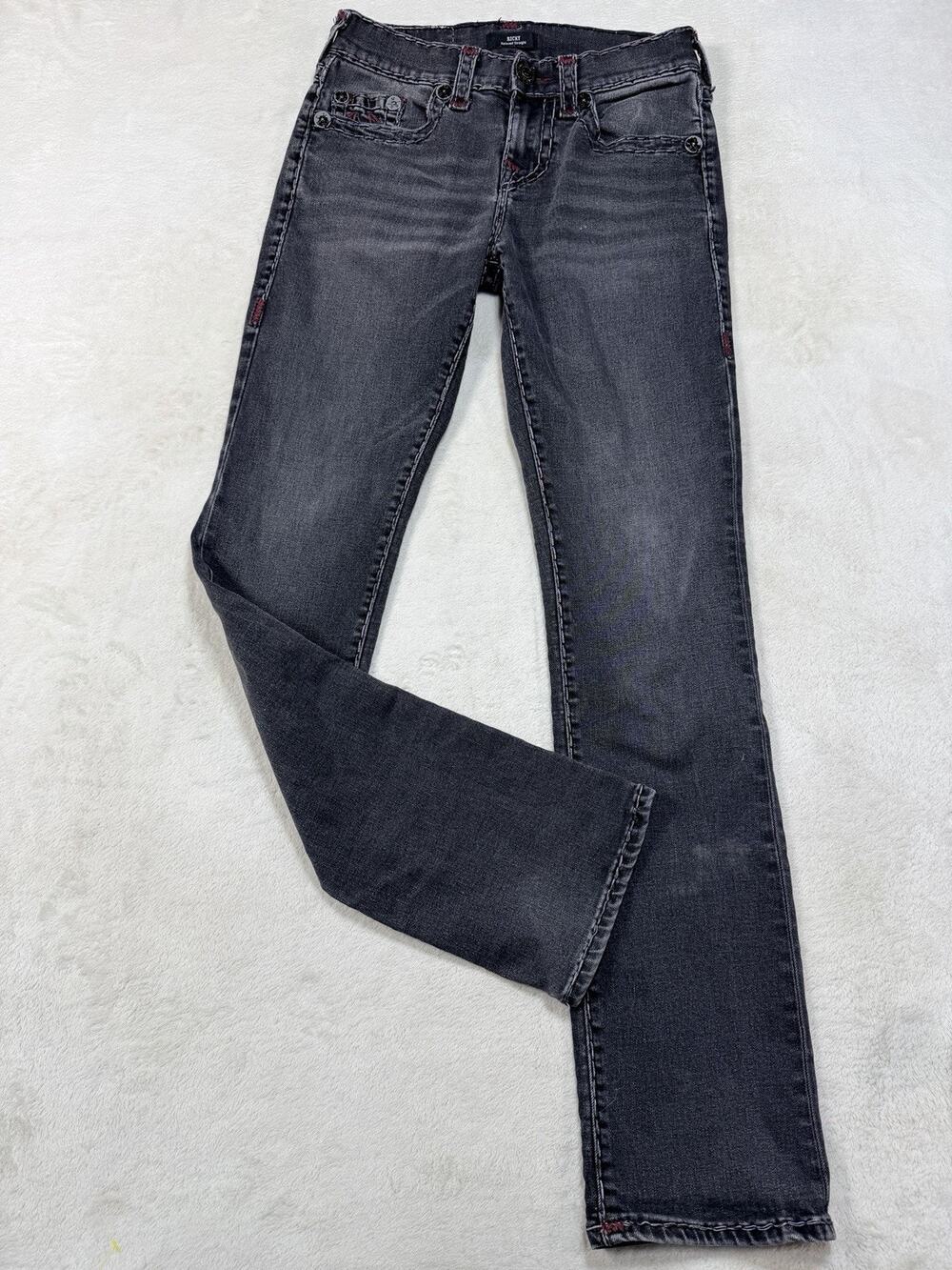 True Religion Ricky Super T Relaxed Straight Jeans Mens SZ 28 Black Denim Y2K
